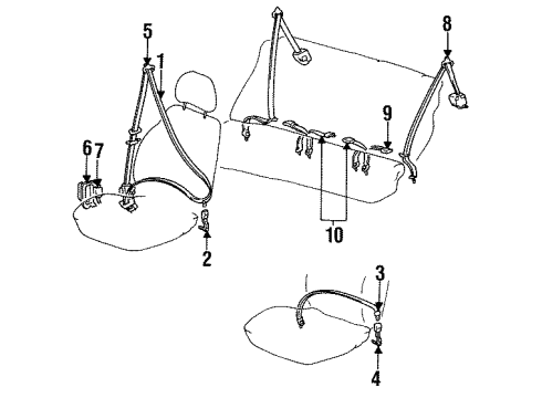 1992 Hyundai Elantra Front Seat Belts, Rear Seat Belts Buckle Assembly-Rear Seat Belt Diagram for 8983024100FD