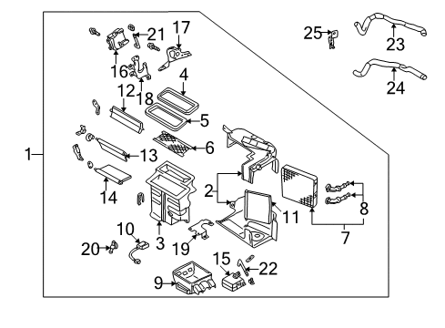 2002 Nissan Maxima HVAC Case Blower & Cooling Assembly-Front Diagram for 272105Y700