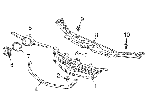 1992 Saab 900 Grille & Components Molding, Front Grille Diagram for 71122SECA02