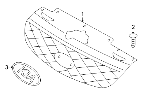 2009 Kia Rio Grille & Components Radiator Grille Diagram for 863611G010