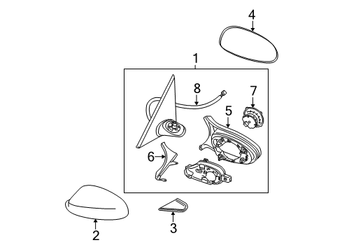 2010 BMW M3 Mirrors Outside Mirror Heated With Memory, Right Diagram for 51168053716