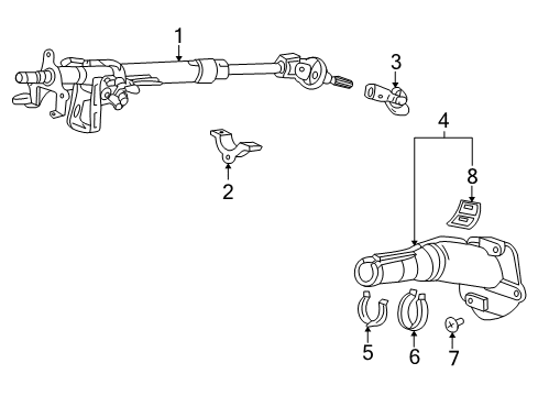 2001 Honda Accord Steering Column, Steering Wheel & Trim Column Assembly, Steering Diagram for 53200S87A04