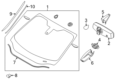 2014 Ford Focus Windshield Glass, Reveal Moldings Rain Sensor Upper Cover Diagram for CV6Z17D550AA