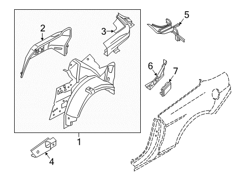 2016 Ford Mustang Inner Structure - Quarter Panel Inner Quarter Reinforcement Diagram for FR3Z76280C98C