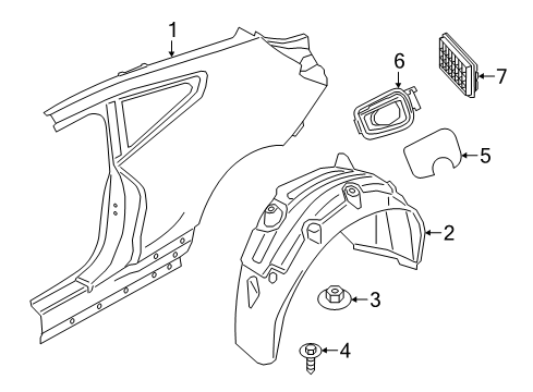 Quarter Panel & Components Cover Pot Diagram for 51177440405