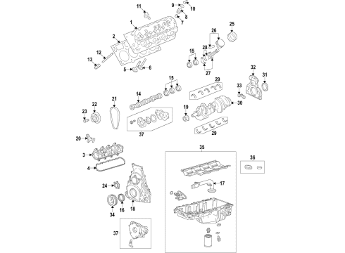 2020 GMC Sierra 2500 HD Engine Parts, Mounts, Cylinder Head & Valves, Camshaft & Timing, Oil Pan, Oil Pump, Crankshaft & Bearings, Pistons, Rings & Bearings, Variable Valve Timing Front Mount Diagram for 84948287