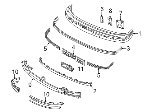 1996 Ford F-350 Front Bumper License Bracket Diagram for F2TZ17A385A