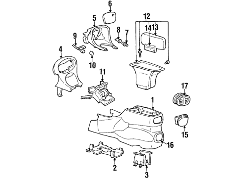1999 Ford Taurus Center Console Console Diagram for XF1Z54045A36AAA