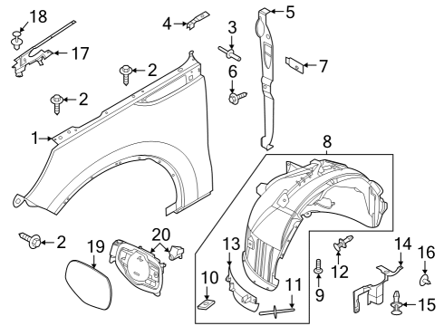2020 Lincoln Aviator Fender & Components Fender U-Nut Diagram for W716228S900