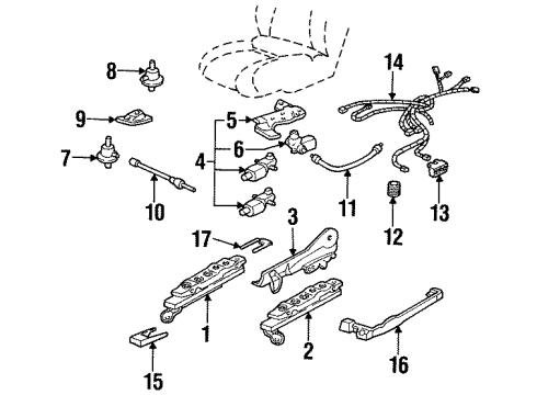 1998 Oldsmobile Intrigue Tracks & Components Switch Asm-Driver Seat 6 Way (Meta) *Black Diagram for 16805147