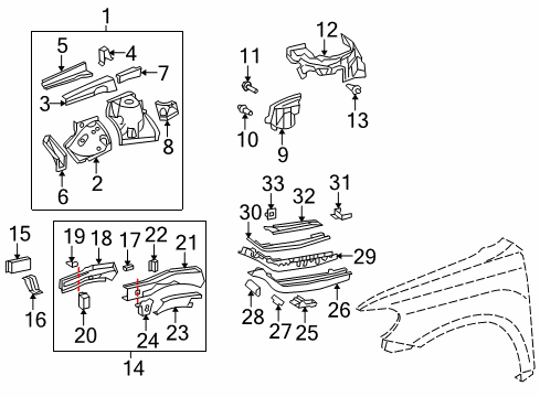 2013 Toyota Highlander Structural Components & Rails Rear Reinforcement Diagram for 571450E030