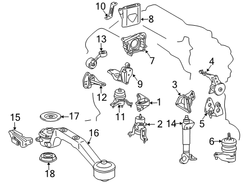 2006 Lexus RX400h Engine & Trans Mounting STOPPER, Differential Diagram for 4165348010