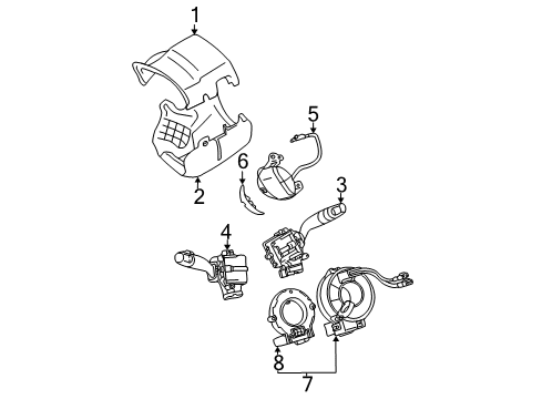 2003 Toyota Camry Shroud, Switches & Levers Upper Column Cover Diagram for 4528606060B0