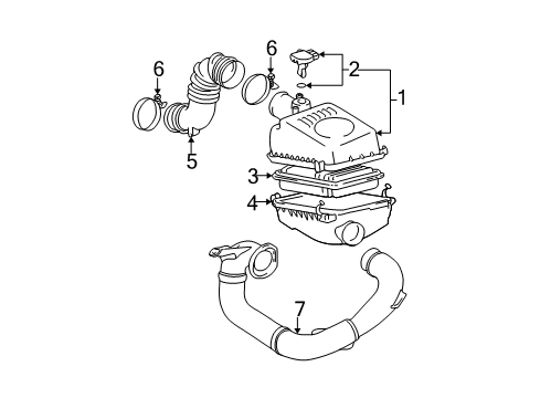 2007 Pontiac Vibe Filters Duct, Rear Intake Air Diagram for 88973513