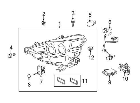 2014 Lexus IS250 Headlamps, Headlamp Washers/Wipers Headlamp Unit With Gas, Left Diagram for 8118553721