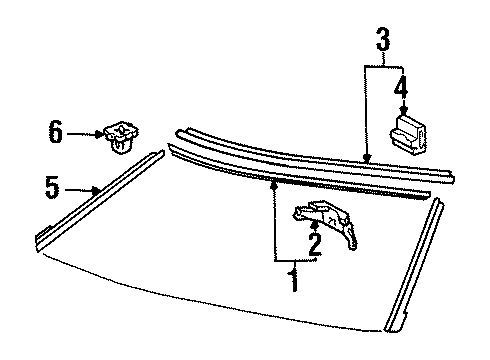1993 Lexus SC400 Windshield - Reveal Moldings Clip, Windshield Outside Moulding, NO.1 Diagram for 7554524030