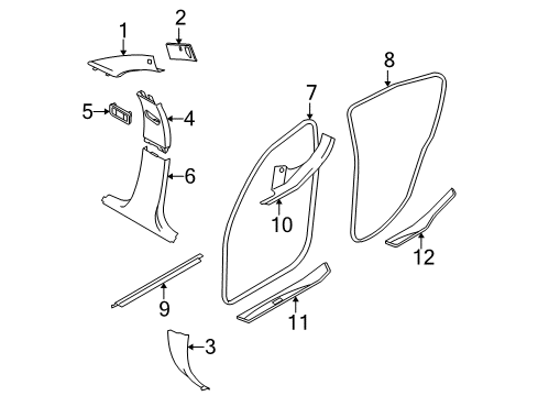 2009 BMW 328i Interior Trim - Pillars, Rocker & Floor Cover, Column A Right Diagram for 51438036252