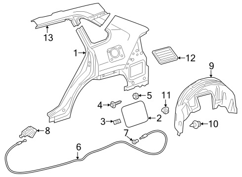 2022 Toyota Corolla Cross Quarter Panel & Components Release Cable Diagram for 770350A070