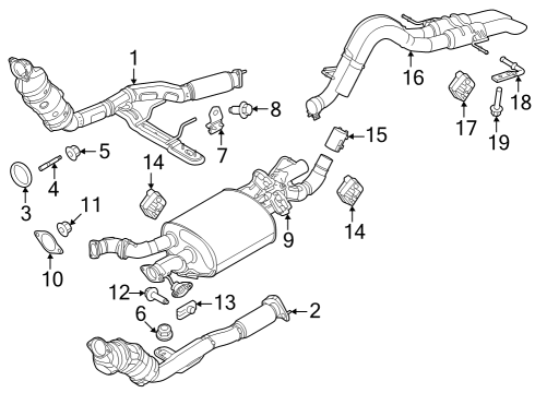 2022 Ford Bronco Exhaust Components Mount Bracket Nut Diagram for W718283S439