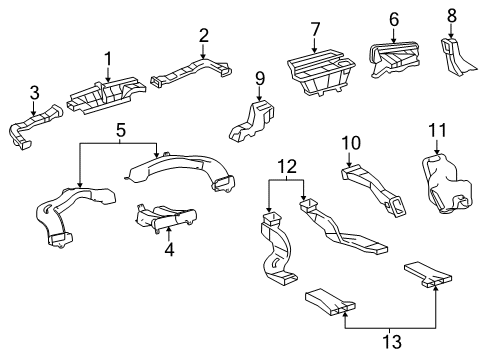 2016 Toyota Avalon Ducts Outlet Duct Diagram for 5584507040