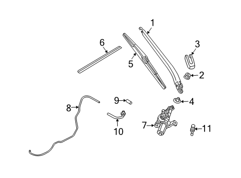 2008 Nissan 350Z Wiper & Washer Components Rear Wiper Blade Refill Diagram for 2879589907