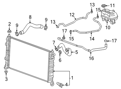 2022 GMC Yukon XL Radiator & Components Upper Hose Clamp Diagram for 11548672