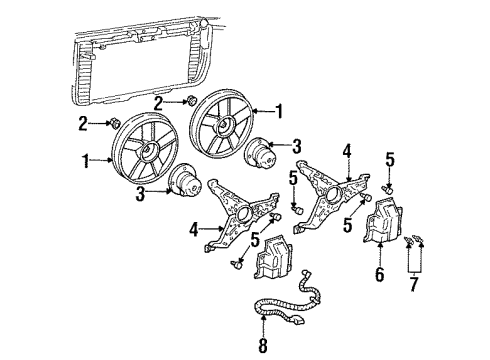 1998 Chevrolet Lumina Cooling System, Radiator, Water Pump, Cooling Fan Bracket, Engine Coolant Fan Diagram for 22136410
