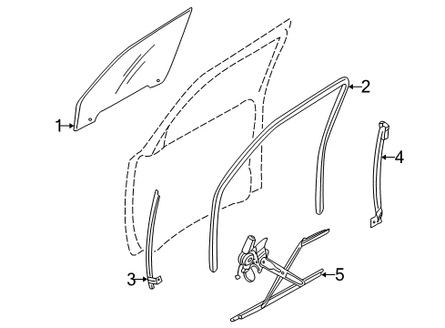2004 Kia Sedona Front Door Channel-Glass Run, RH Diagram for 0K55258605D