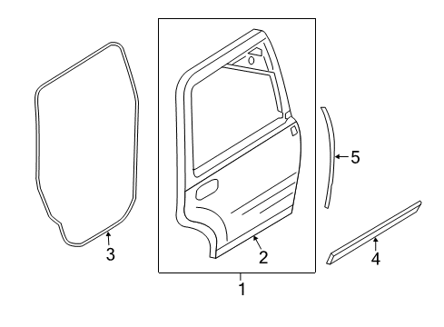 2012 Lincoln Navigator Rear Door Front Weatherstrip Diagram for 7L1Z7825355A