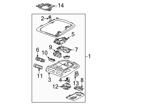 2014 Cadillac XTS Overhead Console Trim Plate Diagram for 22793520