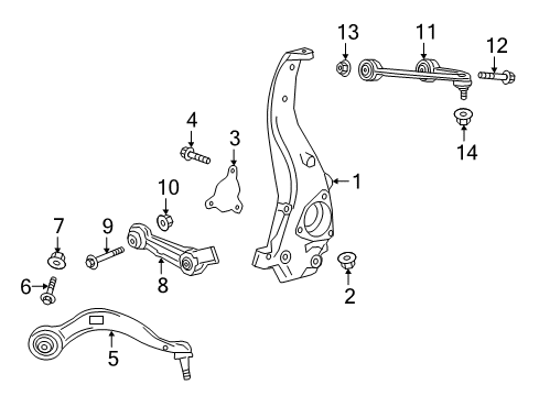 2016 Cadillac CT6 Front Suspension Components, Lower Control Arm, Upper Control Arm, Ride Control, Stabilizer Bar Shield Diagram for 22949916