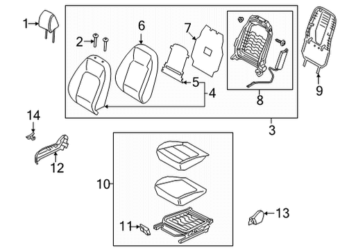 Passenger Seat Components Covering Assembly-FR Back, RH Diagram for 88460AA010G8S