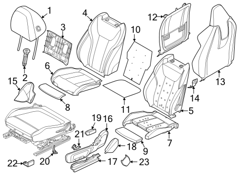 Passenger Seat Components Foam Part Climatised Seat Diagram for 52106994375
