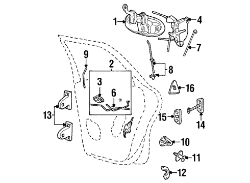 1998 Mercury Sable Rear Door - Lock & Hardware Control Rod Diagram for F6DZ54264A54AA