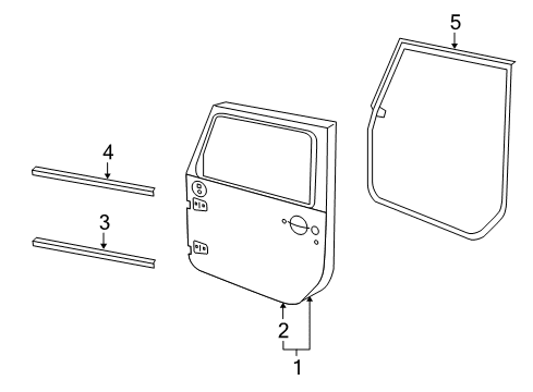 2009 Jeep Wrangler Front Door WEATHERSTRIP-Door To Body Diagram for 55395274AW