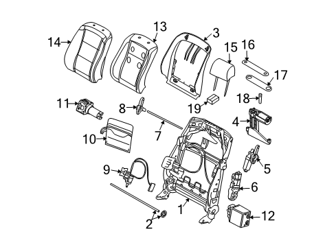 2004 BMW 525i Power Seats Vinyl Rear Panel Diagram for 52107015655