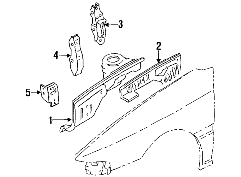 1995 Ford Escort Structural Components & Rails Mount Bracket Diagram for F1CZ8B455A