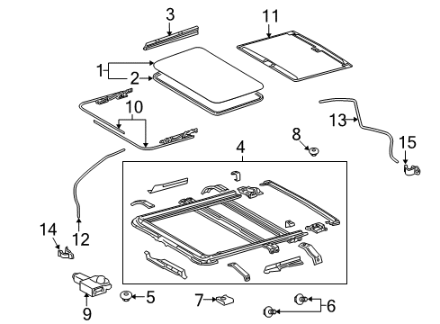 2013 Lexus LX570 Sunroof Gear Assembly, Sliding Roof Diagram for 6326060150