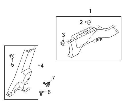 2011 Hyundai Elantra Interior Trim - Quarter Panels Trim Assembly-Rear Wheel House LH Diagram for 858902L5009K