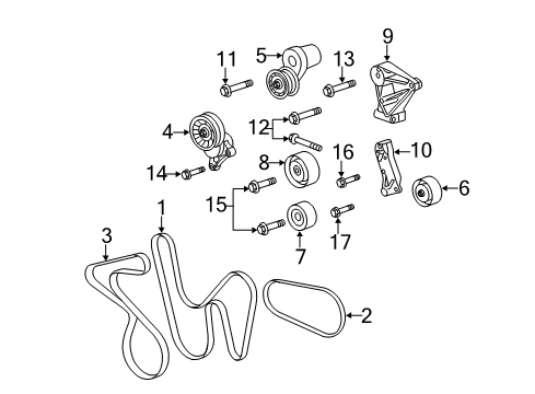 2012 Cadillac CTS Belts & Pulleys Mount Bolt Diagram for 11588752