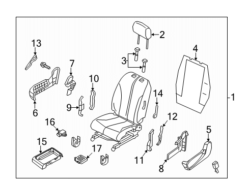 2013 Nissan NV200 Passenger Seat Components Cover-RECLINING Device, RH Inner Outer Diagram for 874473LM0A