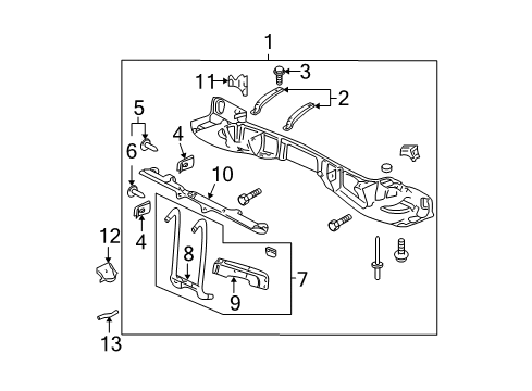 2003 Buick LeSabre Front Panel Brace-Headlamp & Front End Panel Mount Panel Diagram for 25707536