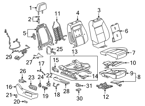 2021 Chevrolet Silverado 1500 Power Seats Seat Back Pad Diagram for 84462129