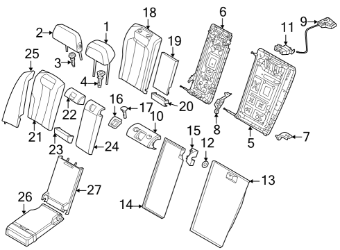 Rear Seat Components CENTER ARM REST, IMITATION L Diagram for 52205A04A62