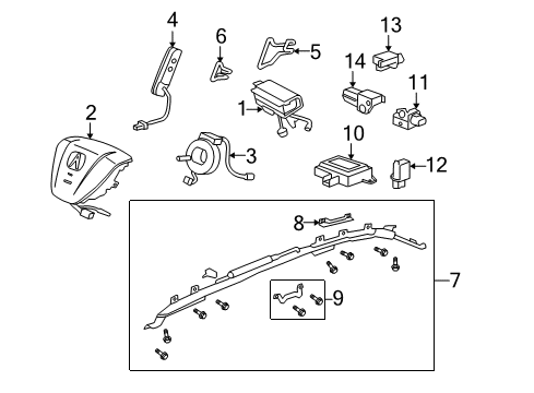 2007 Acura MDX Air Bag Components Wire B, Right Front Airbag Diagram for 81282STXA01