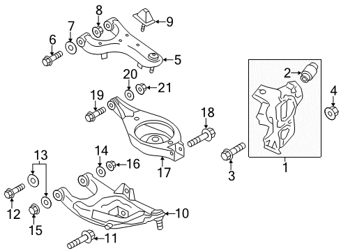 2017 Nissan Armada Rear Suspension Components, Lower Control Arm, Upper Control Arm, Ride Control, Stabilizer Bar Bolt Diagram for 401787S06D
