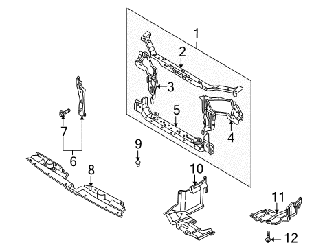2004 Kia Spectra Radiator Support Panel Assembly-Shroud Diagram for 0K2NU53100B