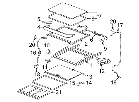 2008 Saturn Aura Sunroof Actuator Bolt Diagram for 15282858