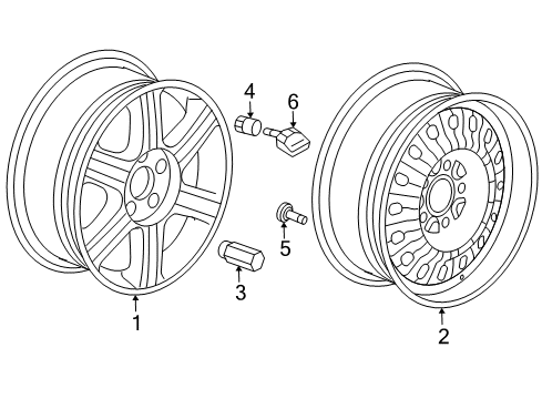 2006 Chrysler Pacifica Wheels Black Wheel Diagram for 4743712AA