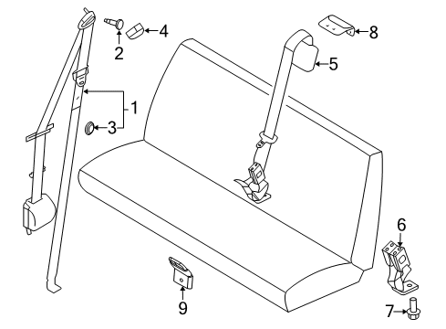 2014 Ford E-150 Seat Belt Center Belt Assembly Diagram for 9C2Z16611B64AA